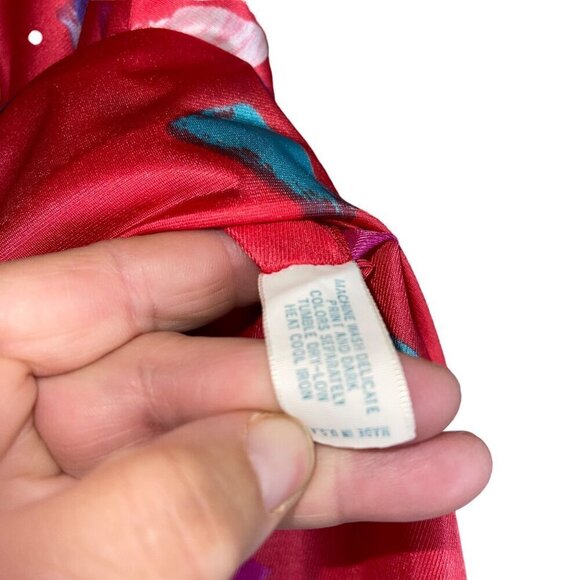 Vanity Fair Vintage 80s Womens Nightgown Robe Set Size S Red Brush Stroke Print - Picture 6 of 10